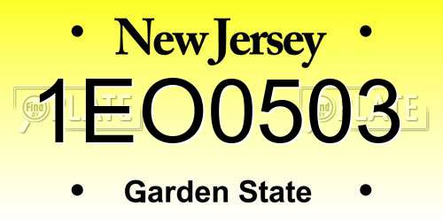 1EO0503 New Jersey License Plate