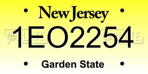 1EO2254 New Jersey License Plate