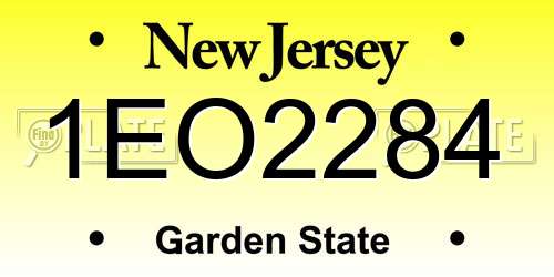 1EO2284 New Jersey License Plate