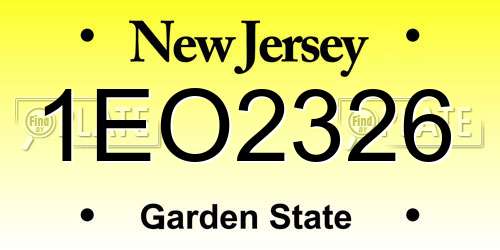 1EO2326 New Jersey License Plate