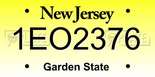 1EO2376 New Jersey License Plate