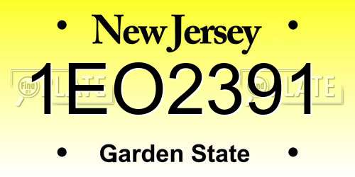 1EO2391 New Jersey License Plate