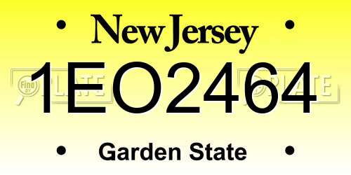 1EO2464 New Jersey License Plate