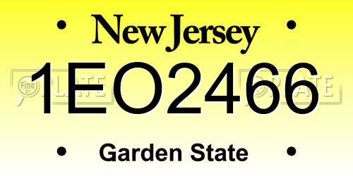 1EO2466 New Jersey License Plate