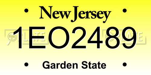 1EO2489 New Jersey License Plate