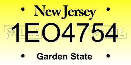 1EO4754 New Jersey License Plate