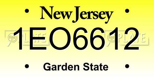 1EO6612 New Jersey License Plate