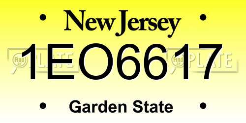 1EO6617 New Jersey License Plate
