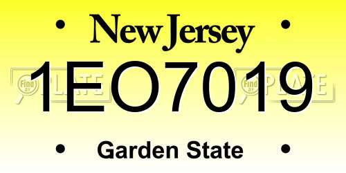 1EO7019 New Jersey License Plate