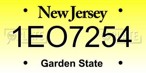 1EO7254 New Jersey License Plate
