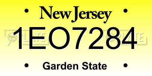 1EO7284 New Jersey License Plate
