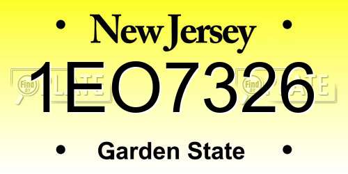 1EO7326 New Jersey License Plate