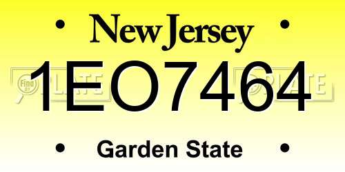 1EO7464 New Jersey License Plate