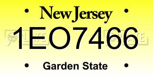 1EO7466 New Jersey License Plate