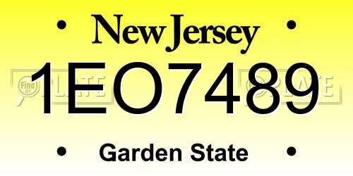 1EO7489 New Jersey License Plate