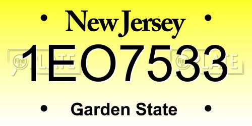 1EO7533 New Jersey License Plate