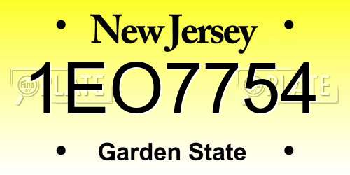 1EO7754 New Jersey License Plate