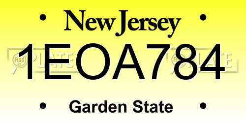 1EOA784 New Jersey License Plate