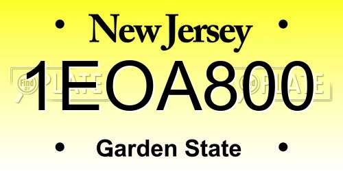 1EOA800 New Jersey License Plate