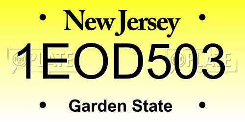 1EOD503 New Jersey License Plate