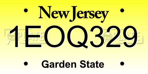 1EOQ329 New Jersey License Plate
