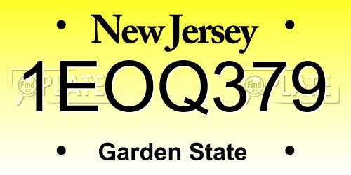 1EOQ379 New Jersey License Plate