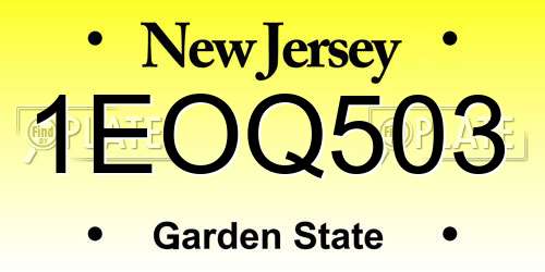 1EOQ503 New Jersey License Plate