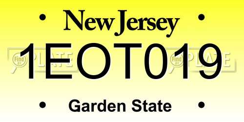 1EOT019 New Jersey License Plate