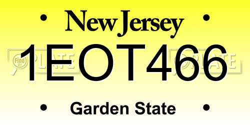 1EOT466 New Jersey License Plate
