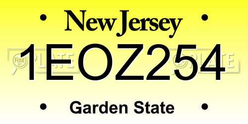 1EOZ254 New Jersey License Plate