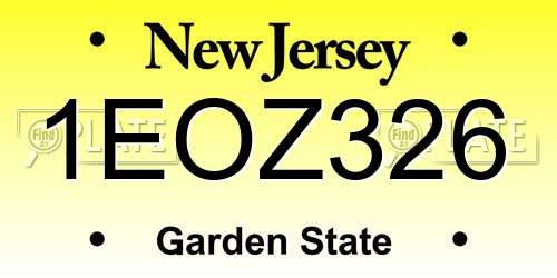 1EOZ326 New Jersey License Plate