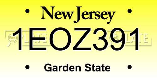 1EOZ391 New Jersey License Plate