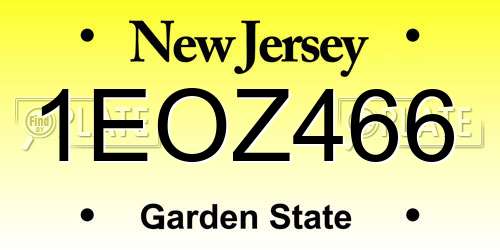 1EOZ466 New Jersey License Plate