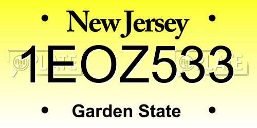1EOZ533 New Jersey License Plate
