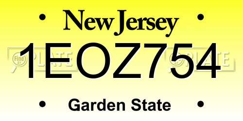 1EOZ754 New Jersey License Plate