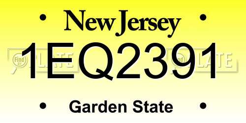 1EQ2391 New Jersey License Plate