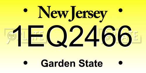 1EQ2466 New Jersey License Plate