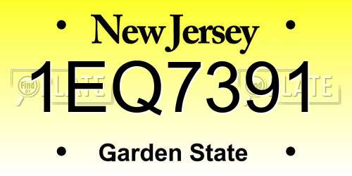 1EQ7391 New Jersey License Plate