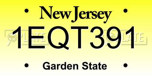 1EQT391 New Jersey License Plate