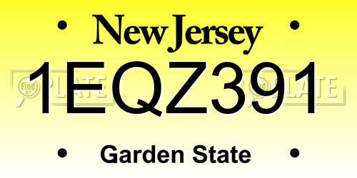 1EQZ391 New Jersey License Plate