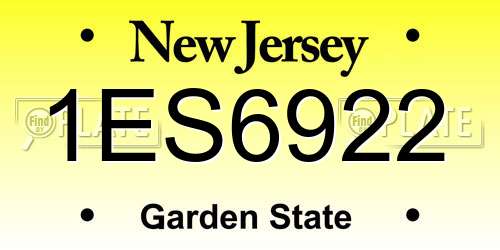 1ES6922 New Jersey License Plate