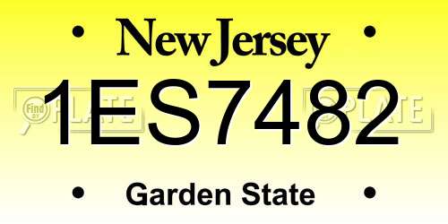 1ES7482 New Jersey License Plate