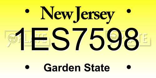 1ES7598 New Jersey License Plate