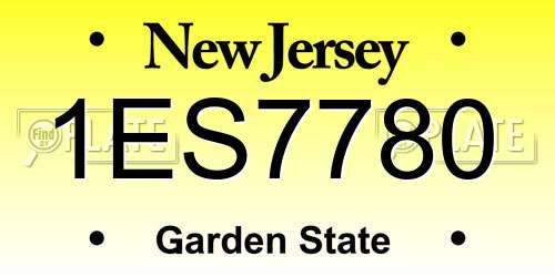 1ES7780 New Jersey License Plate