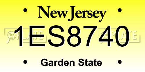1ES8740 New Jersey License Plate