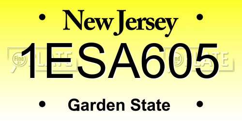 1ESA605 New Jersey License Plate