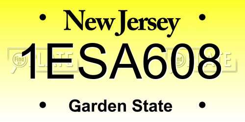 1ESA608 New Jersey License Plate