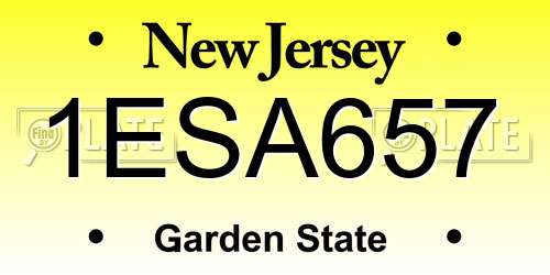 1ESA657 New Jersey License Plate