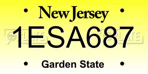 1ESA687 New Jersey License Plate