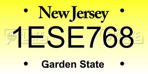 1ESE768 New Jersey License Plate